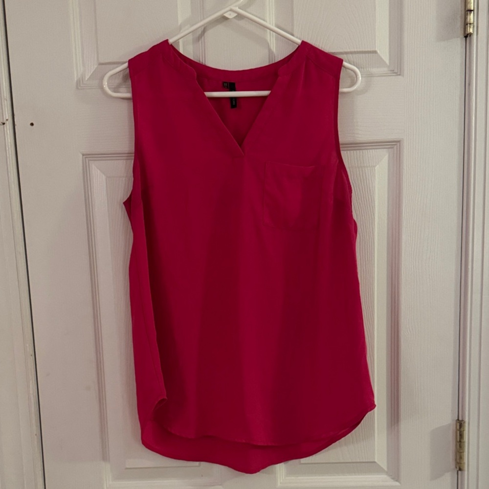 Sleeveless Maurice's V-Neck Tank Pocket Blouse - Hot Pink - Size M